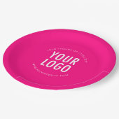 Hot Pink Custom Paper Plates Business Logo Printed Pappteller (Schrägansicht)