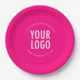 Hot Pink Custom Paper Plates Business Logo Printed Pappteller