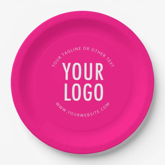 Hot Pink Custom Paper Plates Business Logo Printed Pappteller (Vorderseite)