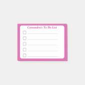Hot Pink Custom to Do List Sticky Post-it Klebezettel (Vorderseite)