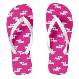 Hot Pink Dackel Flip Flops Badesandalen