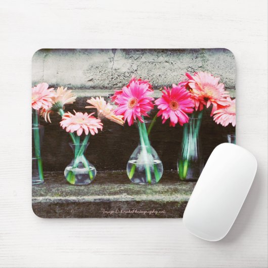 Hot Pink Daisis in Vasen Mousepad (Mit Mouse)