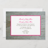 Hot Pink Daisy & Barnwood Wedding Einladung (Rückseite)