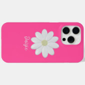 Hot Pink Daisy Blume Individuelle Name Case-Mate iPhone Hülle (Rückseite (Horizontal))