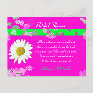 Hot Pink Daisy Brautparty Postcard Einladungspostkarte