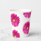 Hot Pink Daisy Floral Paper Cups Pappbecher (Rückseite)