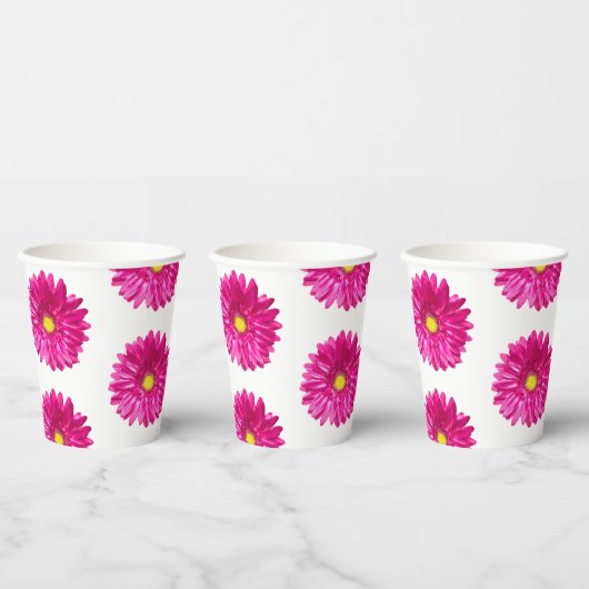 Hot Pink Daisy Floral Paper Cups Pappbecher (Multi)