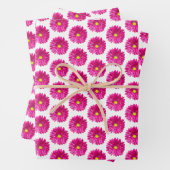 Hot Pink Daisy Floral Wrapping Paper, 3 Sheets Geschenkpapier Set (Beispiel)
