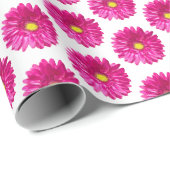 Hot Pink Daisy Floral Wrapping Paper Geschenkpapier (Rolleneckpunkt)