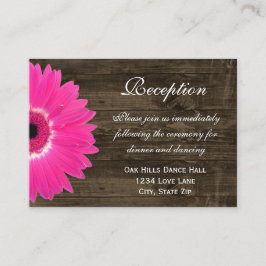 Hot Pink Daisy Wedding Reception Direction Card Begleitkarte