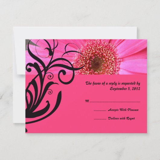 Hot Pink Daisy Wedding RSVP Karte (Vorderseite)