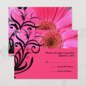 Hot Pink Daisy Wedding RSVP Karte (Vorne/Hinten)