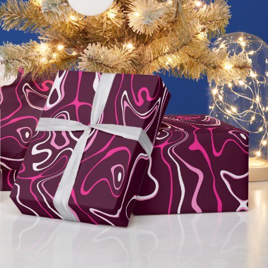 Hot pink damascus abstract swirls cool pattern geschenkpapier (Feiertage)