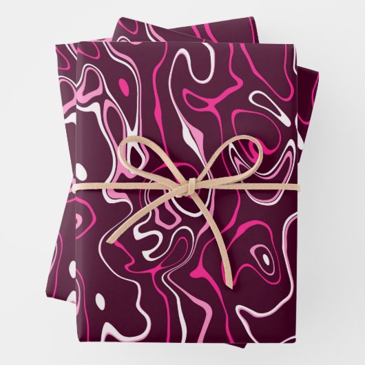 Hot pink damascus abstract swirls cool pattern geschenkpapier set (Beispiel)