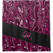 Hot pink damascus abstract swirls Custom Monogram Duschvorhang (Vorderseite)