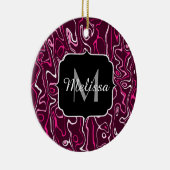 Hot pink damascus abstract swirls Custom Monogram Keramik Ornament (Rechts)