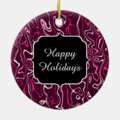 Hot pink damascus abstract swirls Custom Monogram Keramik Ornament (Hinten)