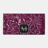 Hot pink damascus abstract swirls Custom Monogram Schreibtischunterlage (Vorderseite)