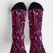 Hot pink damascus abstract swirls Custom Monogram Socken (Oben)