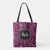 Hot pink damascus abstract swirls Custom Monogram Tasche (Rückseite)