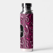 Hot pink damascus abstract swirls Custom Monogram Trinkflasche (Links)