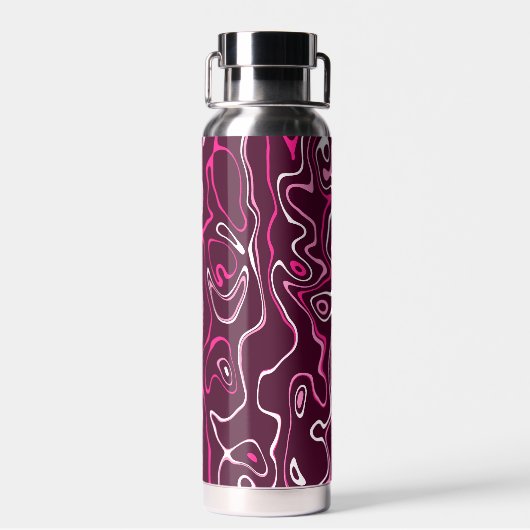 Hot pink damascus abstract swirls Custom Monogram Trinkflasche (Rückseite)