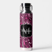 Hot pink damascus abstract swirls Custom Monogram Trinkflasche (Vorne)