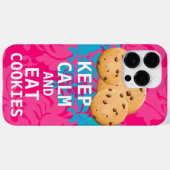 Hot Pink Damask BEHALTE CALM UND isst Cookies Case-Mate iPhone Hülle (Rückseite (Horizontal))