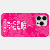 Hot Pink Damask BEHALTE CALM UND isst Cookies Case-Mate iPhone Hülle (Rückseite (Horizontal))