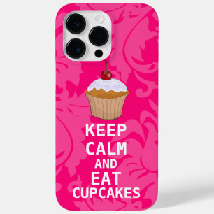 Hot Pink Damask BEHALTEN CALM UND Cupcakes essen Case-Mate iPhone Hülle