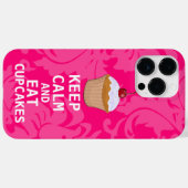 Hot Pink Damask BEHALTEN CALM UND Cupcakes essen Case-Mate iPhone Hülle (Rückseite (Horizontal))