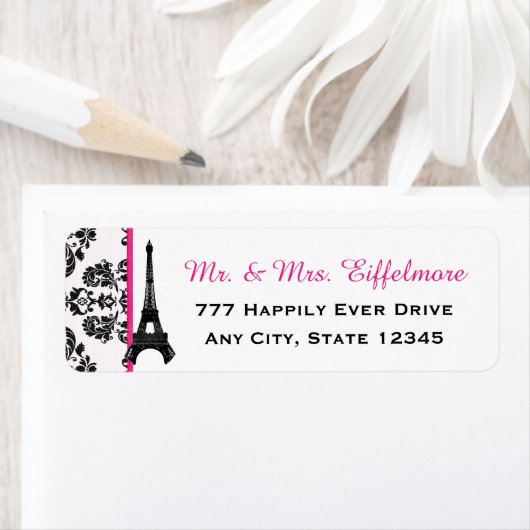 Hot Pink Damask Eiffelturm (Insitu)