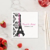 Hot Pink Damask Eiffelturm Hochzeit Serviette (Beispiel)