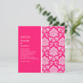 Hot Pink Damask Einladung (Stehend Vorderseite)