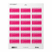 Hot Pink Damask Hochzeitadressen-Labels Adressaufkleber (Vorne)