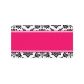 Hot Pink Damask Hochzeitadressen-Labels Adressaufkleber (Vorne)