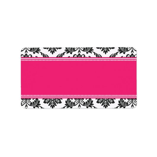 Hot Pink Damask Hochzeitadressen-Labels Adressaufkleber (Vorne)
