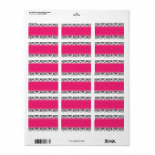 Hot Pink Damask Hochzeitadressen-Labels Adressaufkleber (Vorne)