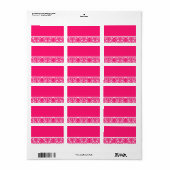 Hot Pink Damask Hochzeitadressen-Labels Adressaufkleber (Vorne)