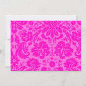 Hot Pink Damask Hochzeitsempfang Einladung (Rückseite)