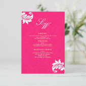 Hot-Pink-Damask-Hochzeitskarte Begleitkarte (Stehend Vorderseite)