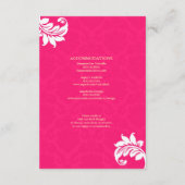 Hot-Pink-Damask-Hochzeitskarte Begleitkarte (Rückseite)
