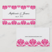 Hot Pink Damask Hochzeitskarte Visitenkarte (Vorne/Hinten)