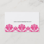 Hot Pink Damask Hochzeitskarte Visitenkarte (Rückseite)