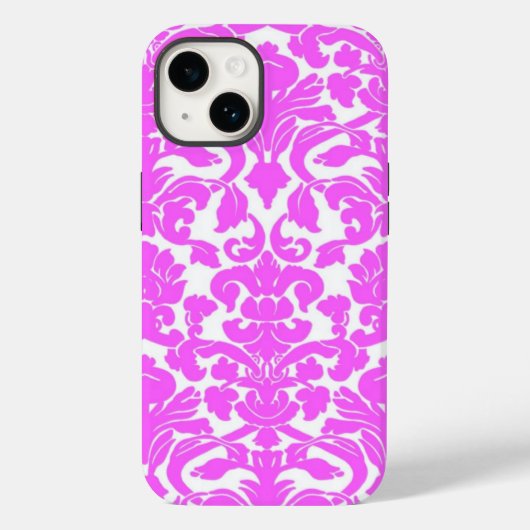 Hot Pink Damask iPhone 14 Fall Case-Mate iPhone Hülle (Rückseite)