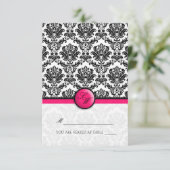 Hot Pink Damask Klappen Zelt-Platzkarte Einladung (Stehend Vorderseite)