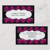 Hot Pink Damask mit schwarzem Rahmen Business Card Visitenkarte (Vorne/Hinten)