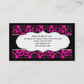Hot Pink Damask mit schwarzem Rahmen Business Card Visitenkarte (Rückseite)