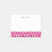 Hot Pink Damask Muster - Name des Skripts Post-it Klebezettel (Vorderseite)