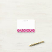 Hot Pink Damask Muster - Name des Skripts Post-it Klebezettel (Auf Schreibtisch)